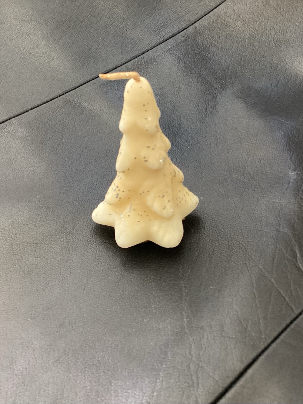 Vtg. 1950s Gurley White glitter Wax Christmas Tree Candle unburned with glitter